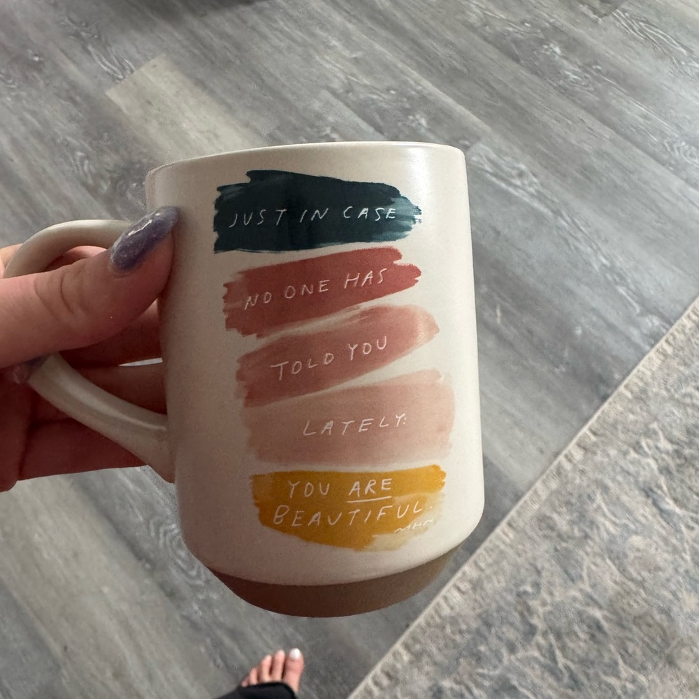 Ceramic Inspirational Mug with Colorful Brush Strokes